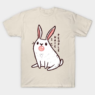 Cute Antisocial Bunny With Bubble Gum That Hates People T-Shirt